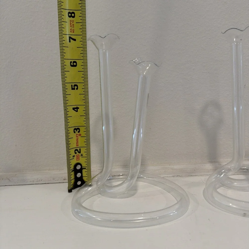 Vintage Propagation Infinity‎ Twisted Clear Glass Double Bud Vases Heart Shaped